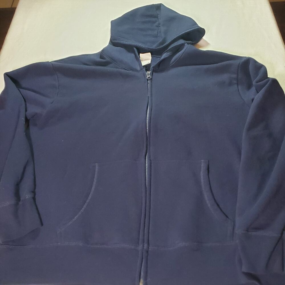 Hanes Womens Full Zip Hoodie Sweatshirt Blue Size Large L Pocket Fleece Jacket